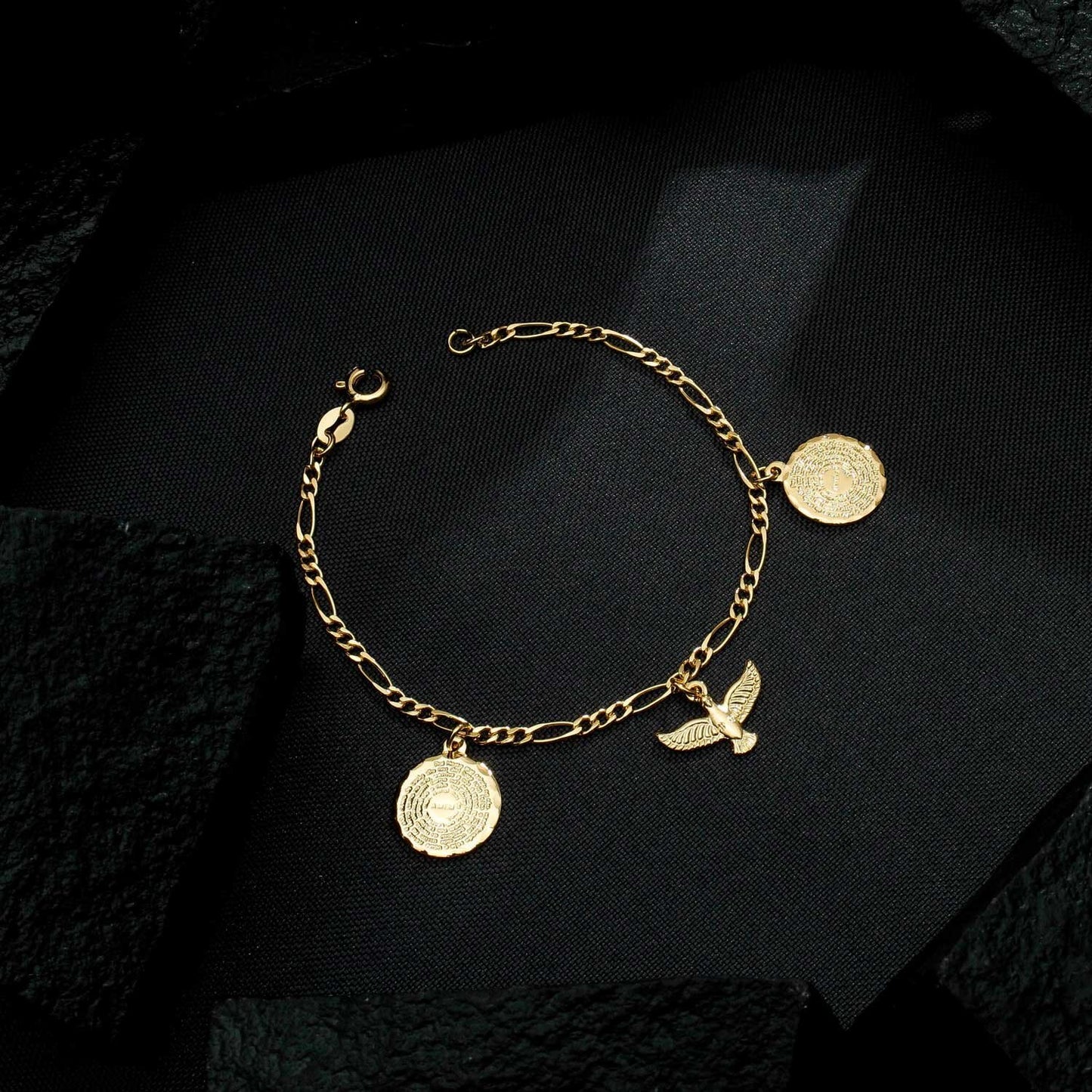 Pulseira Dourada Religiosa Pai Nosso e Espírito Santo - Delicatti