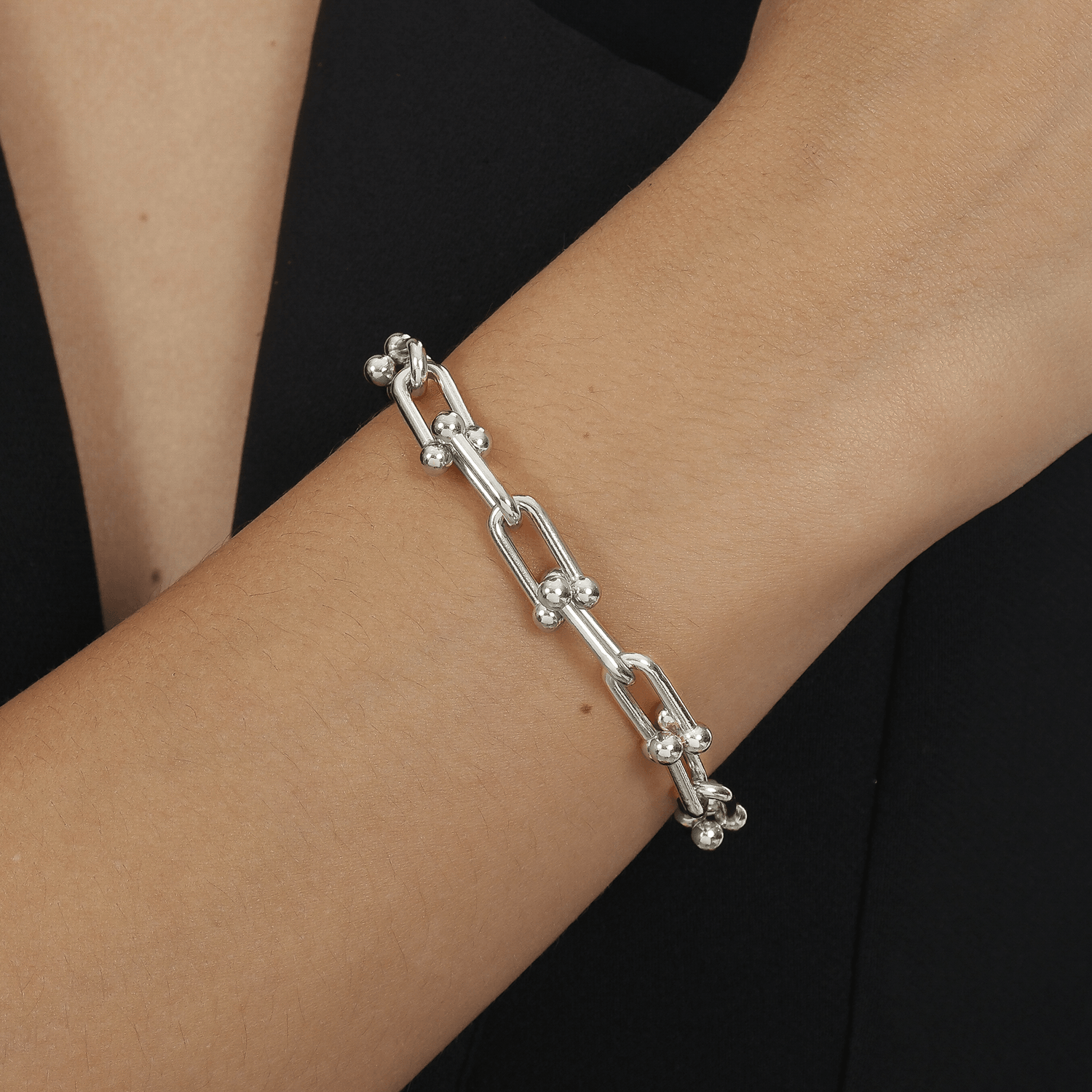 Pulseira Prateada Corrente Elos Largos - Delicatti