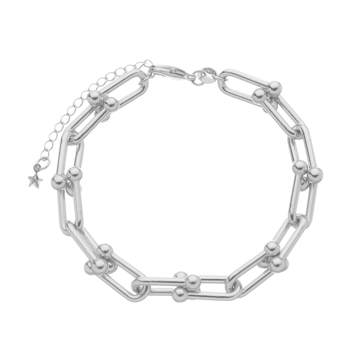 Pulseira Prateada Corrente Elos Largos - Delicatti