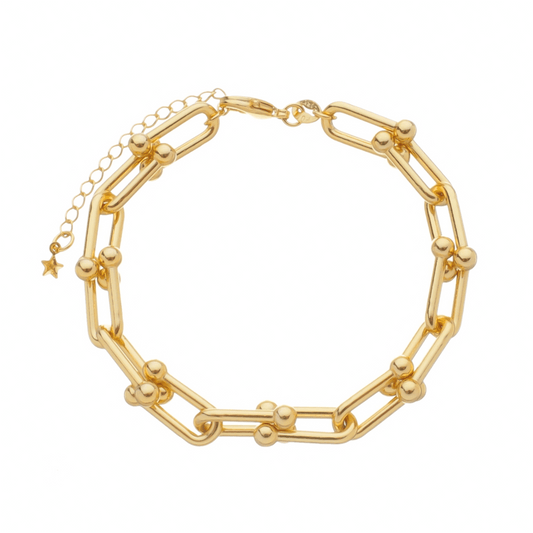 Pulseira Dourada Corrente Elos Largos - Delicatti