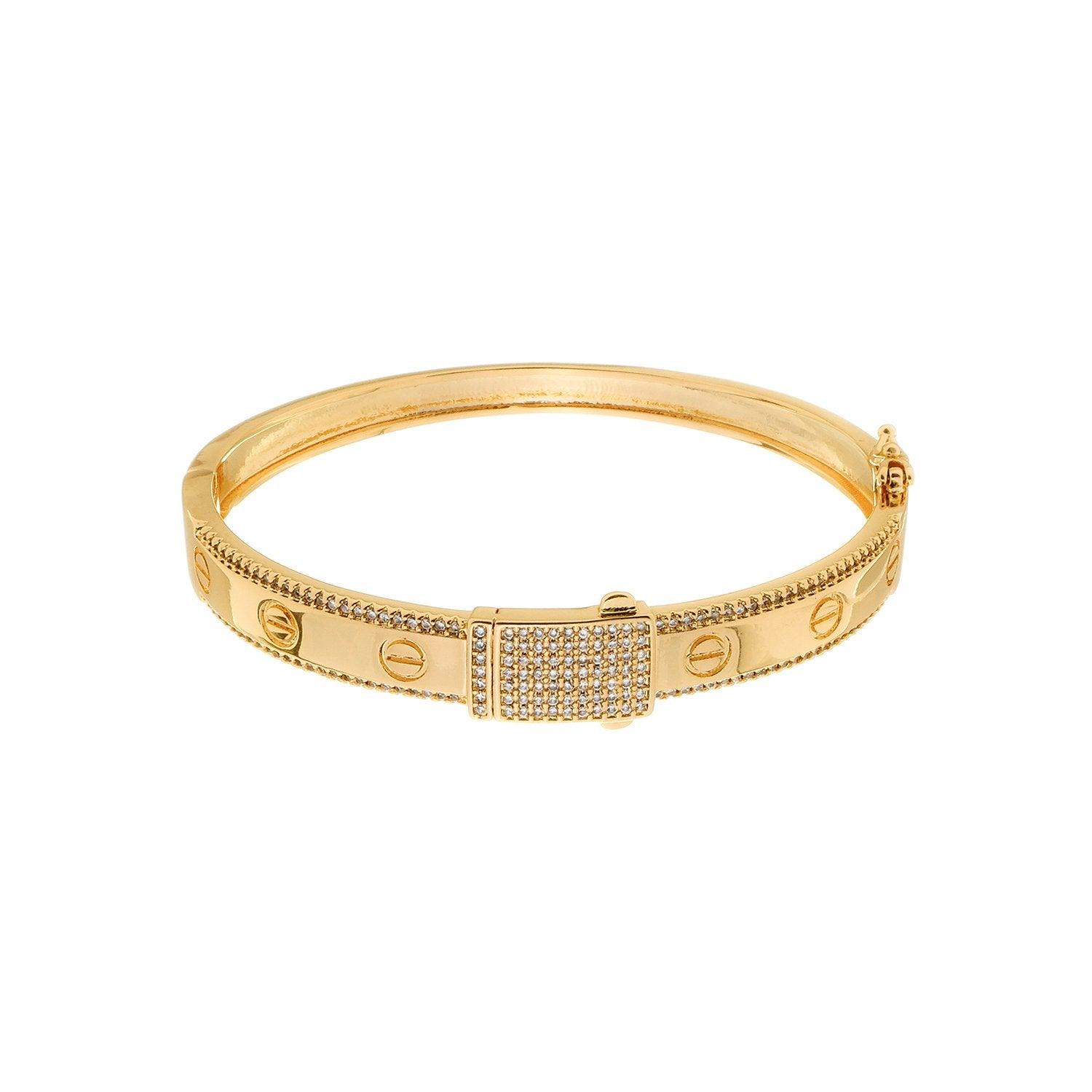 Bracelete Dourado Cravejado de Zircônia - Delicatti