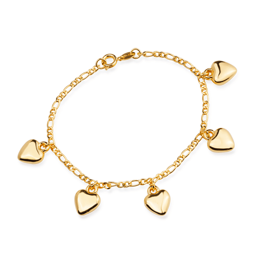 Pulseira Dourada com Pingentes de Coração - Delicatti