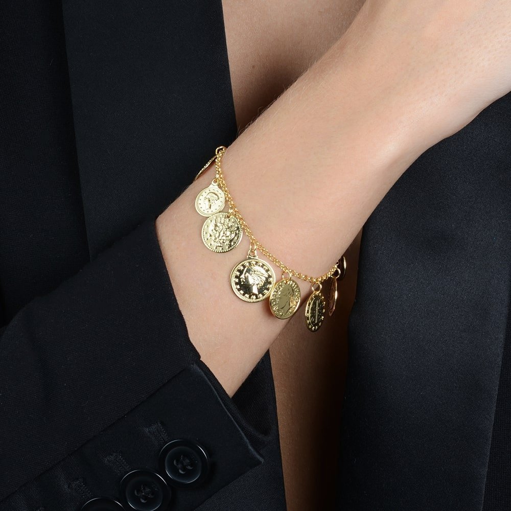Pulseira Dourada de Moedas Antigas - Delicatti