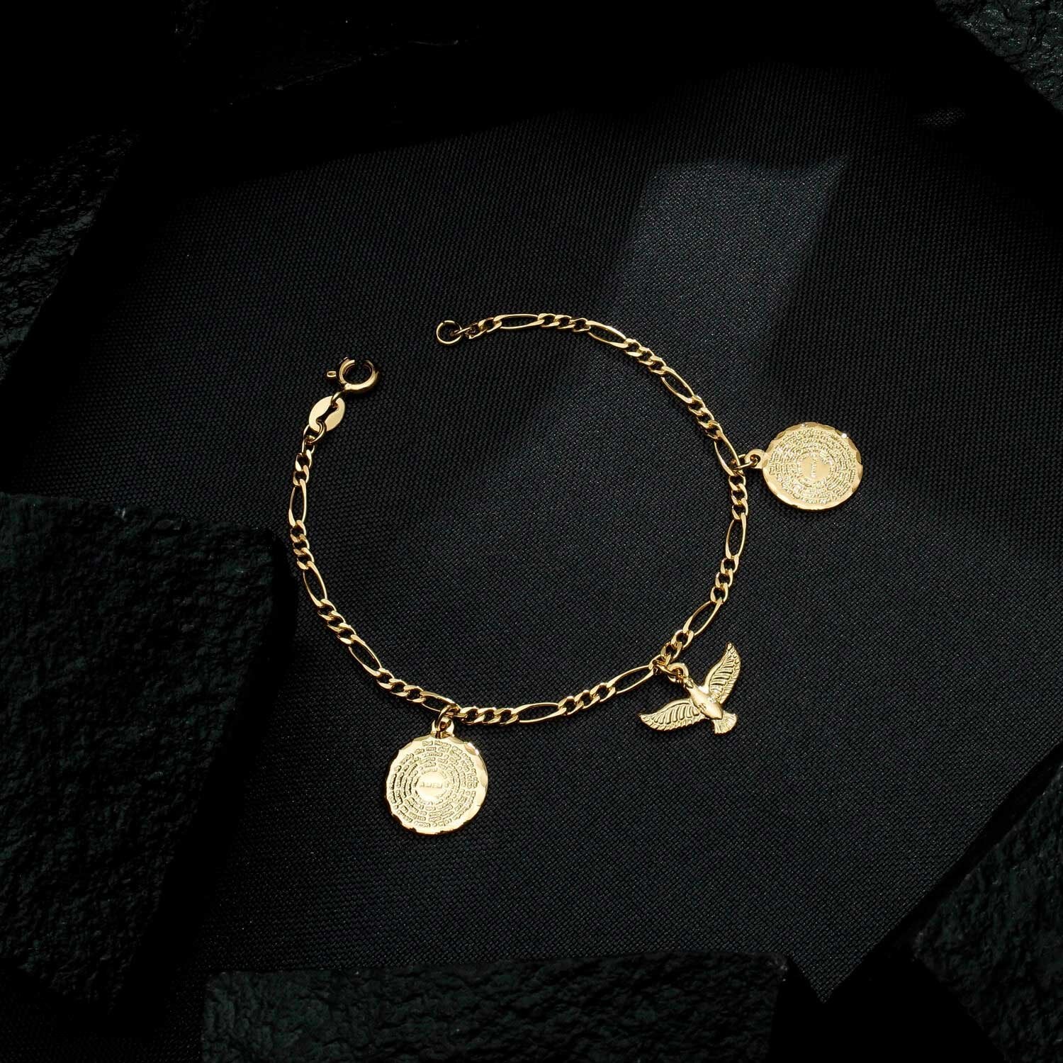 Pulseira Dourada Religiosa Pai Nosso e Espírito Santo - Delicatti