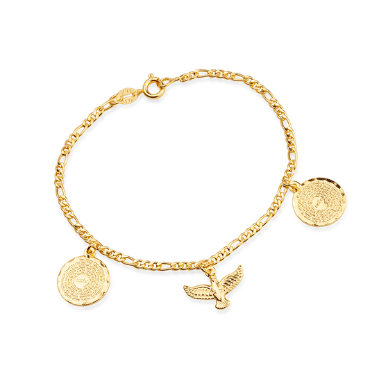 Pulseira Dourada Religiosa Pai Nosso e Espírito Santo - Delicatti